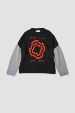 Merino Post Wave 2 Tone Knitted Sweater