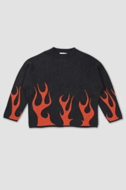 Merino Flame Knitted Sweater - Red