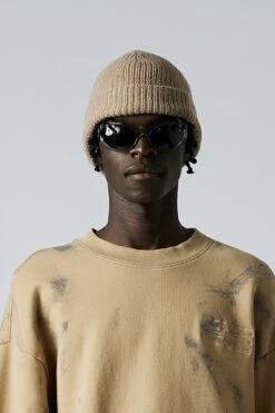 Merino Skully Beanie - Ash Brown -Style On Boards HS 22AP 1050 CUT OFF CREW SPRAY BROWN SPRAY FRONT 1